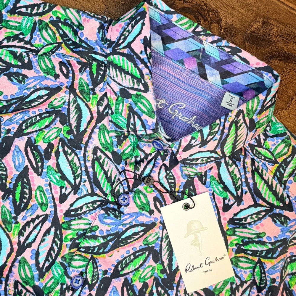 Robert Graham Alford Classic Fit Mens S Floral Multicolor S/S Flip Cuff New $198